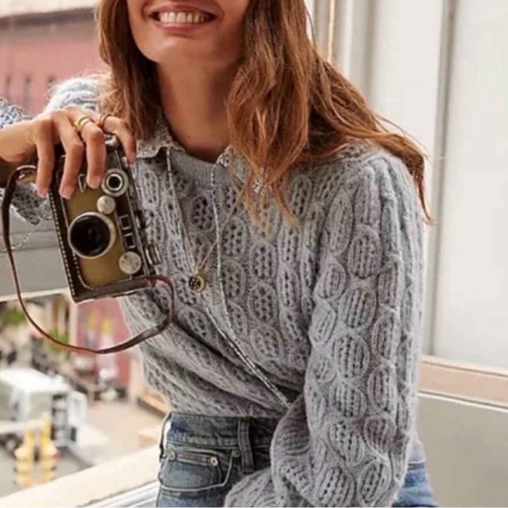 J. Crew Women's blue Cable Knit Sweater